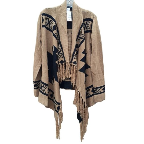 Cals Open Front Poncho Cardigan Desert Southwest Long Fringe - Gift Idea - Picture 1 of 7